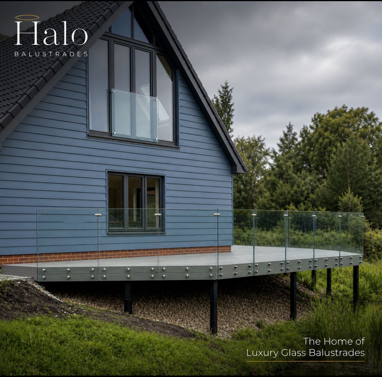 Juliet balcony with frameless glass barrier on a modern residential property